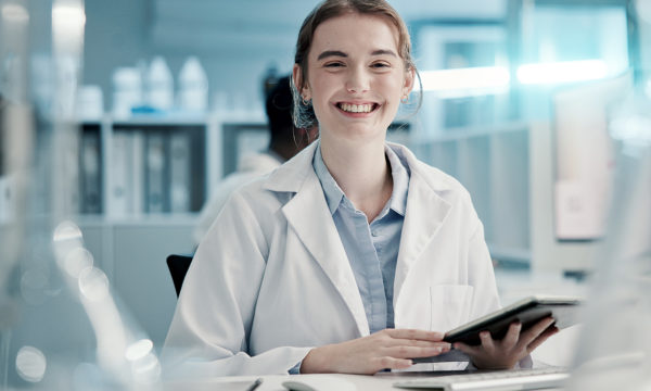 women with tablet in clinical setting